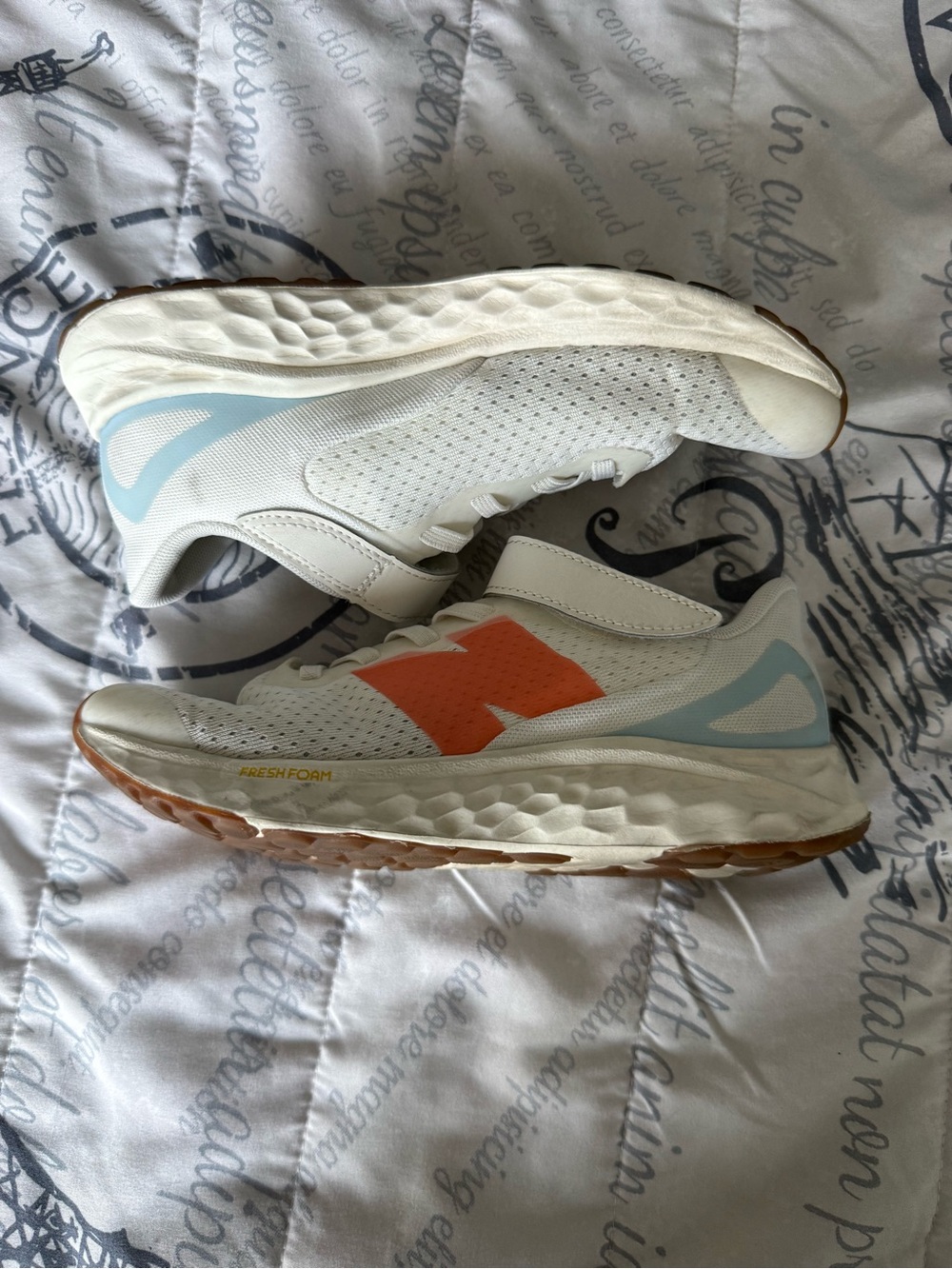 New Balance Kids White Sneakers with Light Blue Accent